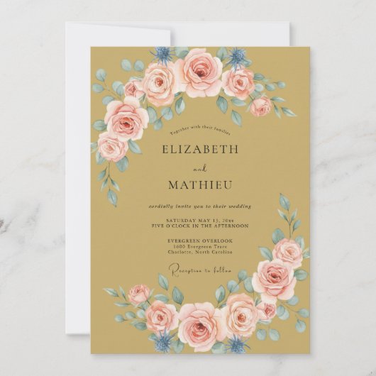 Pfirsich Malerische Hochzeit Einladung (Vorderseite)