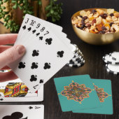 Pfirsich-Mandala mit grünem Hintergrund Spielkarten (In Situ)