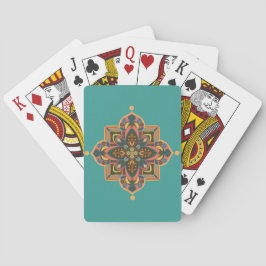 Pfirsich-Mandala mit grünem Hintergrund Spielkarten