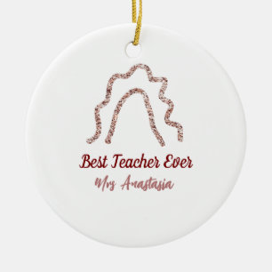 Pfirsich Marron Glitter Regenbogen Lehrerdankeschö Keramik Ornament