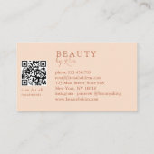 Pfirsich Minimal Eleganter Salon QR-Code Visitenkarte (Rückseite)