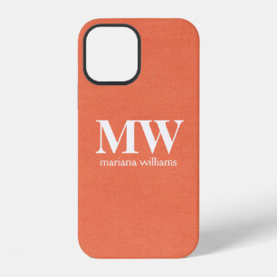 Pfirsich-Minimalistisches-Monogramm Initiale iPhone 12 Hülle
