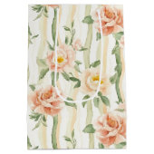 Pfirsich-Minz-Rosen-Blumenstreifen-Brautparty Mittlere Geschenktüte (Rückseite)