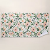 Pfirsich-Minze-Blüten Strandtuch (Vorderseite)