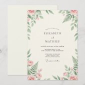 Pfirsich-Minze-Farn-Hochzeit Einladung (Vorne/Hinten)