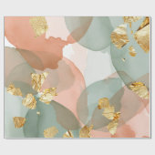 Pfirsich & Minze Goldblatt Ostern Geschenkpapier (Flach)