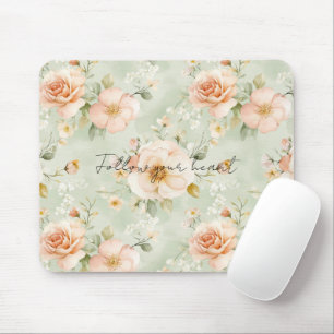 Pfirsich-Minze-Hübsche-Rose-Blume Mousepad
