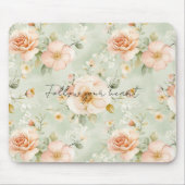 Pfirsich-Minze-Hübsche-Rose-Blume Mousepad (Vorne)