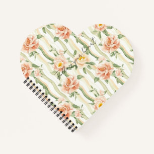 Pfirsich Minze Hübsche Rosen Florale Streifen Notizblock