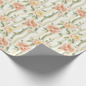 Pfirsich-Minze-Rosen-Blumenstreifen Geburtstag Geschenkpapier (Ecke)