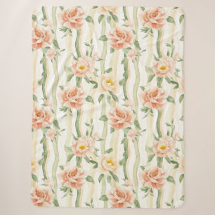 Pfirsich Minze Rosen Florale Streifen Geburtstag Sherpadecke