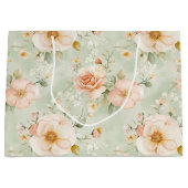 Pfirsich-Minze-Schöne-Rosen-Blumen-Brautparty Große Geschenktüte (Vorderseite)