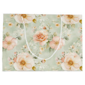 Pfirsich-Minze-Schöne-Rosen-Blumen-Brautparty Große Geschenktüte (Rückseite)