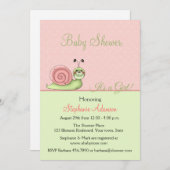 Pfirsich, Minzgrün, Niedliche Schnecke, Babydusche Einladung (Vorne/Hinten)