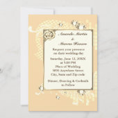 Pfirsich mit Frame & Diamonds Image Wedite Einladung (Vorderseite)