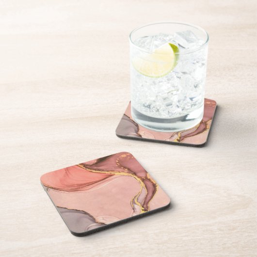 Pfirsich mit Goldgeode Getränkeuntersetzer (Rechte Seite)