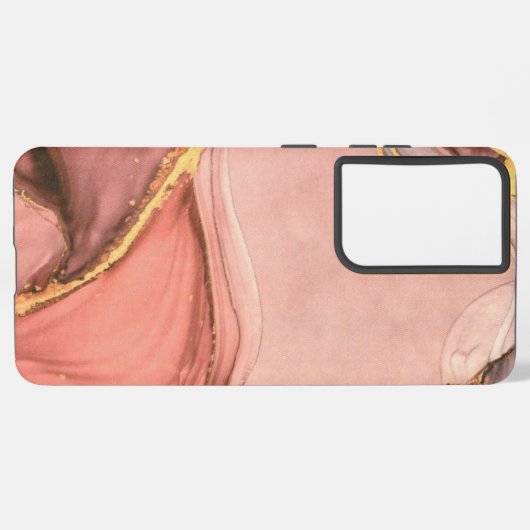 Pfirsich mit Goldgeode Samsung Galaxy Hülle (Linke Seite)