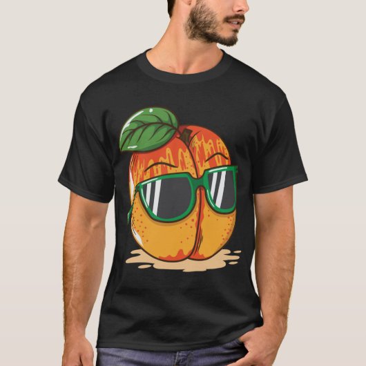 Pfirsich mit Sonnenbrille Früchte T-Shirt (Vorderseite)