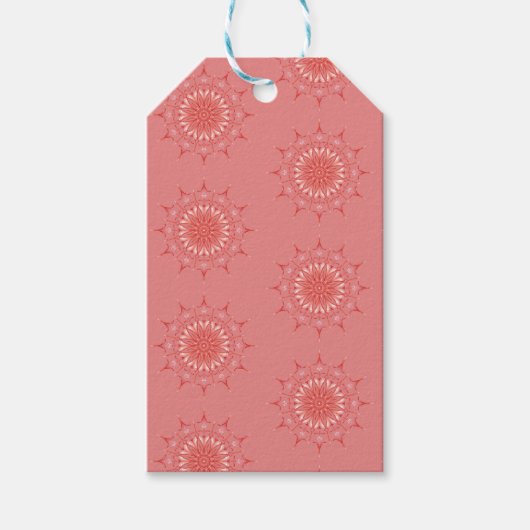 Pfirsich-Mod-Mandala Geschenkanhänger (Vorderseite)