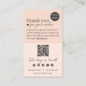 Pfirsich Modern Script QR Code, Thank You Kerze Visitenkarte (Rückseite)