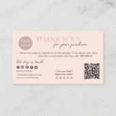 Pfirsich Modern Script QR Code, Thank You Kerze Visitenkarte (Rückseite)