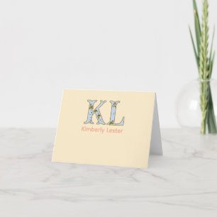 Pfirsich-Monogramm-Name-Buchstabe vintage fett Pas Dankeskarte