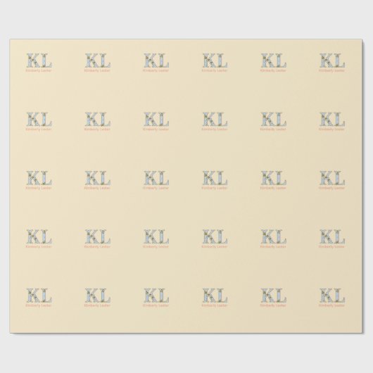 Pfirsich-Monogramm-Name-Buchstabe vintage fett Pas Geschenkpapier (Flach)