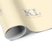 Pfirsich-Monogramm-Name-Buchstabe vintage fett Pas Geschenkpapier (Rolleneckpunkt)