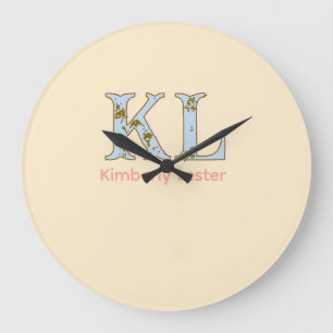Pfirsich-Monogramm-Name-Buchstabe vintage fett Pas Große Wanduhr