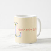 Pfirsich-Monogramm-Name Buchstabe vintage fett Pas Kaffeetasse (VorderseiteRechts)
