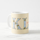 Pfirsich-Monogramm-Name Buchstabe vintage fett Pas Kaffeetasse (Vorderseite Links)