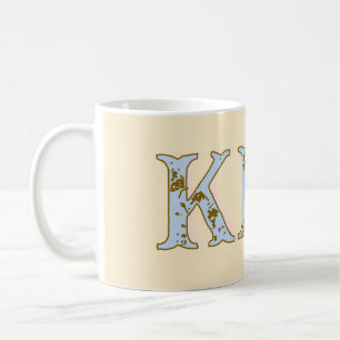 Pfirsich-Monogramm-Name Buchstabe vintage fett Pas Kaffeetasse