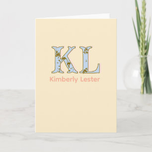 Pfirsich-Monogramm-Name-Buchstabe vintage fett Pas Karte