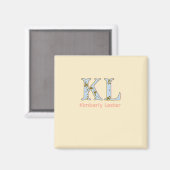 Pfirsich-Monogramm-Name-Buchstabe vintage fett Pas Magnet (Vorderseite/Rückseite)