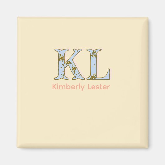 Pfirsich-Monogramm-Name-Buchstabe vintage fett Pas Magnet (Vorne)