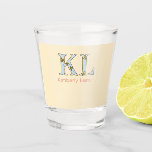 Pfirsich-Monogramm-Name-Buchstabe vintage fett Pas Schnapsglas (Vorderseite)