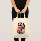 Pfirsich Ninja Panda-Lebensmittelgeschäft-Tasche Tragetasche (Vorderseite (Produkt))