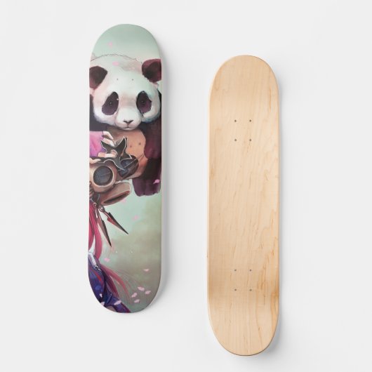 Pfirsich Ninja Pandas Skateboard (Vorderseite)
