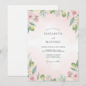 Pfirsich-Oliv-Blatt-Hochzeit Einladung (Vorne/Hinten)