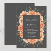 Pfirsich Opulente Florale Hochzeit Einladung (Vorne/Hinten)