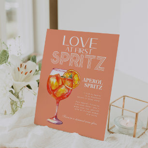 Pfirsich Orange Aperol Spritz Brautparty Sockelschild