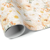 Pfirsich Orange Blumen Geburtstag Geschenkpapier (Rolleneckpunkt)