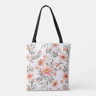 Pfirsich Orange Blumiges Botanisches Muster Schult Tasche