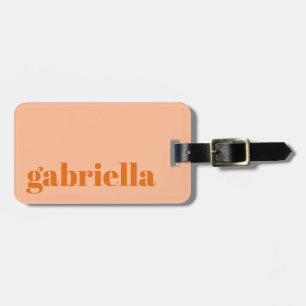 Pfirsich Orange Fette Typografie Personalisierter  Gepäckanhänger