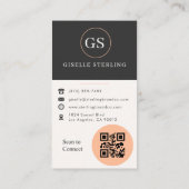 Pfirsich-Orange-Foto-QR-Code Visitenkarte (Rückseite)