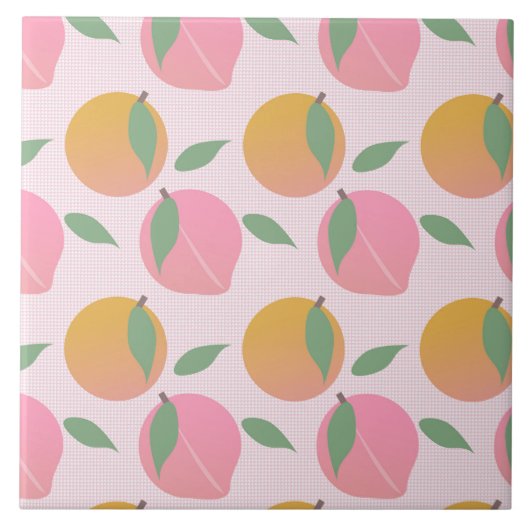 Pfirsich Orange Frucht Muster Rosa Fliese (Vorderseite)