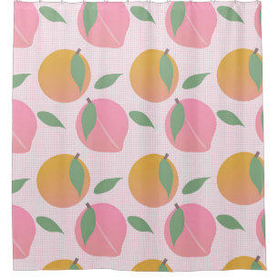 Pfirsich Orange Frucht Rosa Sommer Muster Duschvorhang