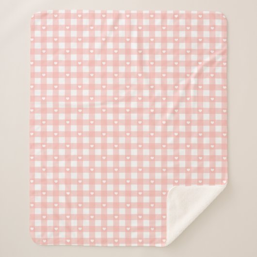 Pfirsich Orange Karos Sherpadecke (Vorderseite)