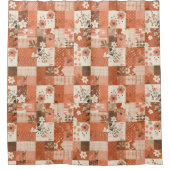 Pfirsich-Orange-Patchwork-Quilt im rustikalen Blum Duschvorhang (Vorderseite)
