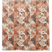 Pfirsich-Orange-Patchwork-Quilt im rustikalen Blum Duschvorhang (Vorderseite)